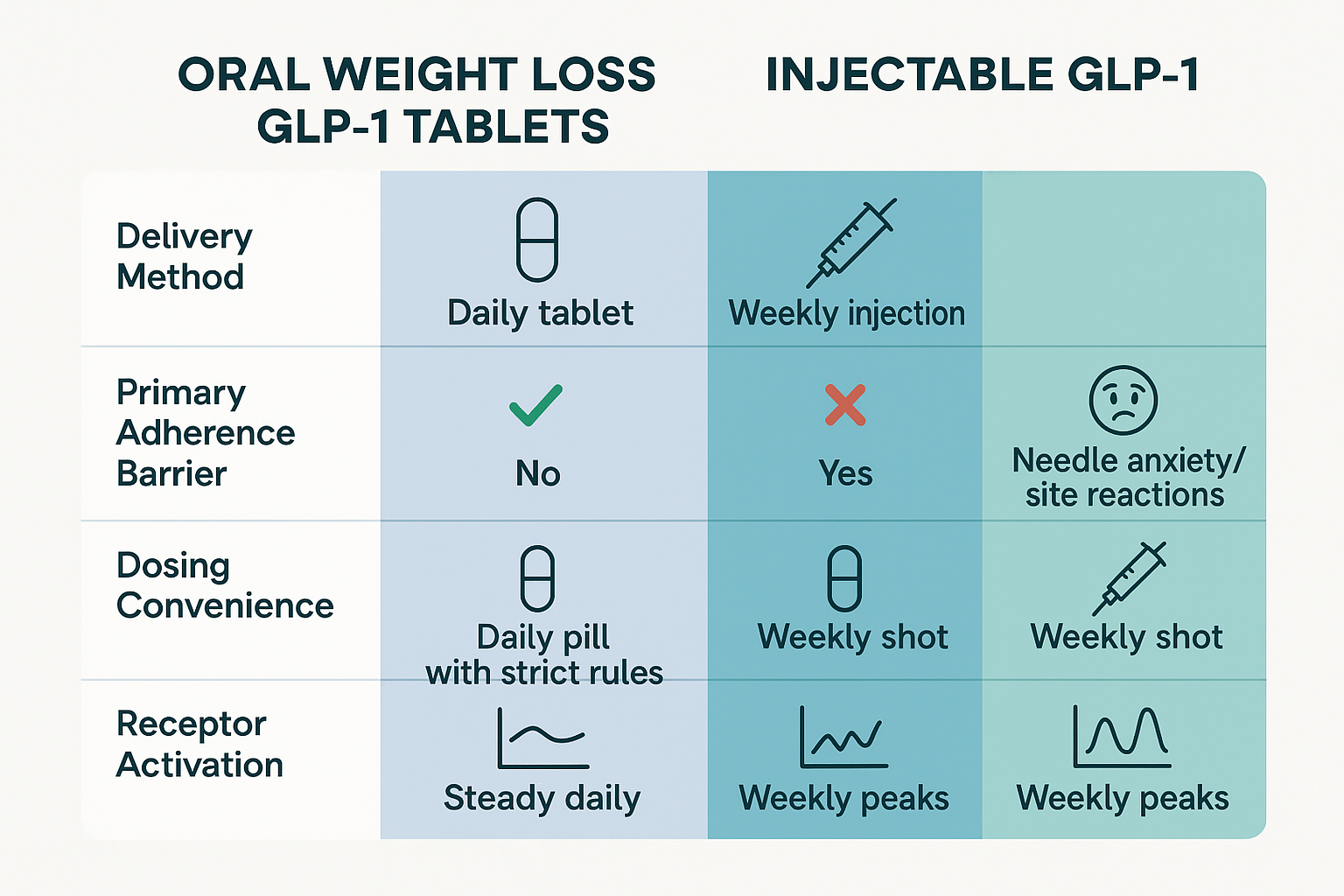 Oral vs injectable GLP-1 weight loss medications comparison